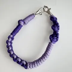 サンフレッチェ広島カラー パラコード スマホ ハンドストラップ　紫×紫