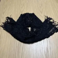 ブラックレースストール フリンジ付き