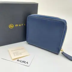 未使用品　MURA 二つ折り財布　ネイビー　革　箱付き