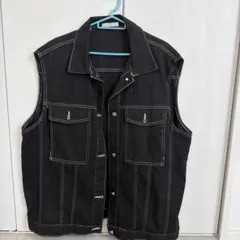 FUN ブラック デニムベスト ノースリーブ