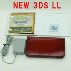 ニンテンドー New3DS LL メタリックレッド｜動作品｜充電器・ドラクエ11