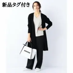 新品　icb　シンセティックフルニードルロングカーディガン　ボタンレス　黒　XL