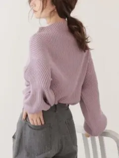 ボリュームスリーブボトルネックニットトップス　ピンク　グレイル　GRL