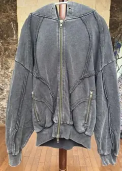 ANDER HUNK グレー オーバーダイジップアップパーカー