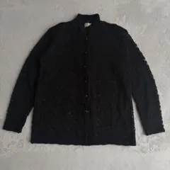 ヴィンテージ 総レース ブラウス ハイネック ブラック レトロ 長袖 肩パッド