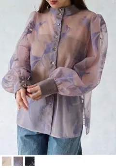 【新品未使用品】2way Flocky Print Shirt