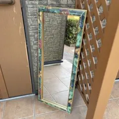 イタリア製 アンティーク調 ミラー 壁掛け 鏡 花模様 ウォールミラー