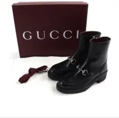 GUCCI グッチ ホースビット レザー ショートブーツ ブラック