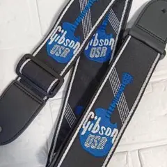 【未使用】Gibsonギブソン　モノグラム ギター　ベース　ストラップ青
