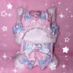 おすわりぬい服 たれみみうさぎ 薄ピンクチェック 15cm ② - メルカリ
