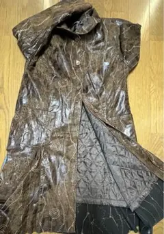 ⁂tanpopo ステッチ刺繍入りレザー調　裏地キルティング付きコート