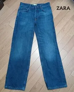 ZARA ストレートデニムパンツ インディゴブルー EUR34