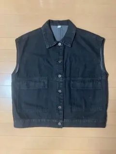 【ノーブランド】黒デニムベスト