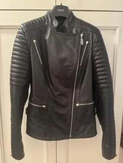 黒 レザー ライダースジャケット キルティングデザイン