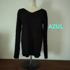 AZUL　Vネック ニット トップス 長袖 ブラック