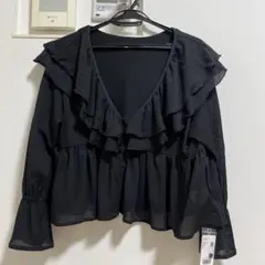 LOWRYS FARM 新品未使用　ブラウス　フリル　シャツ　カーディガン　黒