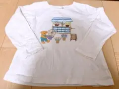 プティマイン　クマ刺繍 長袖Tシャツ ホワイト　110のサムネイル