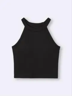 【新品】ジーユー　ブラフィールクロップドホルターネックタンクトップ　ブラック