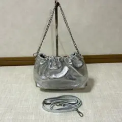 極美品 MILLELA FIRENZE 本革2wayチェーンバッグ　シルバー