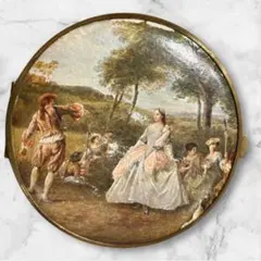 ヨーロッパ製 ビンテージ コンパクトミラー 両面鏡 拡大鏡付き ロココ調