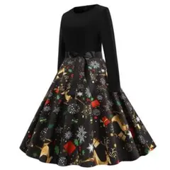 クリスマス ドレスE大人SワンピースM黒Lブラック女性コスプレかわいいレディース