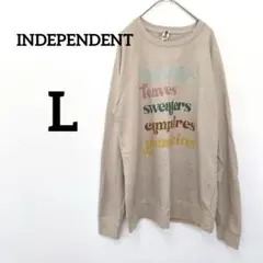INDEPENDENT 【L】ベージュ トレーナー 薄手　プリント