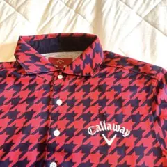 Callaway キャロウェイ ハウンドトゥース柄 半袖ポロシャツ L