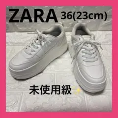 【未使用級】ZARA ホワイト プラットフォームスニーカー 厚底 スニーカー36