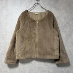 JULIA BOUTIQUE ベージュブラウン ファー コート ジップ M