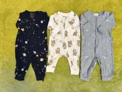 H&M 長袖　ロンパース 宇宙　クマ　星　56 62 セット
