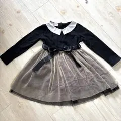 フォーマルワンピース　ブラック　女の子　襟付き　110