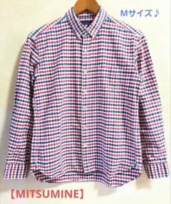 【Mitsumine】三峰 ギンガムチェック ボタンダウンシャツ Mサイズ