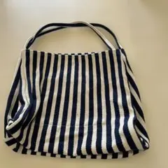 ストライプ トートバッグ ネイビー ホワイト