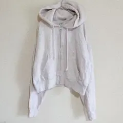 希少⭐️ パーカー ショート丈 裏起毛 長袖 S 白 綿 レディース トップス