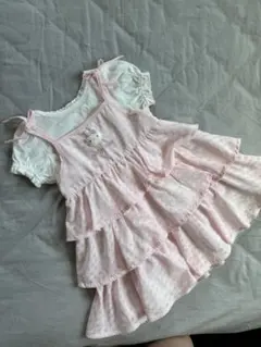 メゾピアノうさぎキャミワンピと半袖Tシャツセット