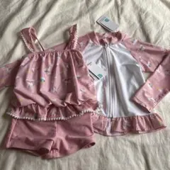 女の子　水着　ラッシュガード　セット　110 ワンピース　ユニコーン