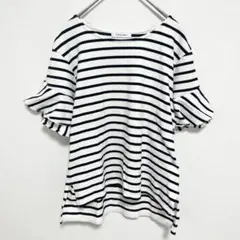 ジーンズファクトリー　カットソー ボーダー　フリル袖　コットン　ガーリー　上品のサムネイル