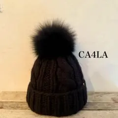 CA4LA 黒 ケーブル編み ニット帽