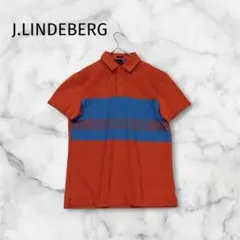 J.LINDEBERG】吸汗速乾 透かしロゴ バックプリント 配色ポロシャツ 