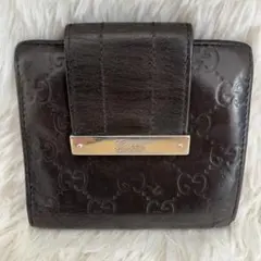 希少 GUCCI グッチシマ ダークブラウン 二つ折り財布
