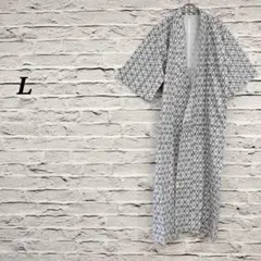 R4493 【L】 美品 未使用品 カーゼ寝巻 二重袷 白×紺