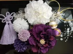 和装振袖袴打掛成人式卒業式結婚式等に髪飾りセット　白と紫