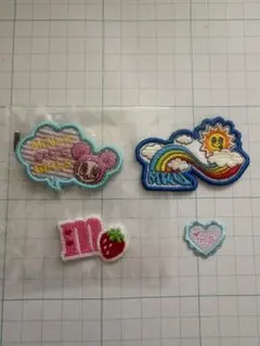 新品未使用mezzo piano 平成レトロ　水色 フルーツ刺繍パッチ 非売品】MEZZO PIANO 刺繍ワッペン 6枚セット✨ミミちゃん&イチゴ