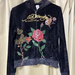Ed Hardy ジップアップパーカー ベロア ブラックのサムネイル