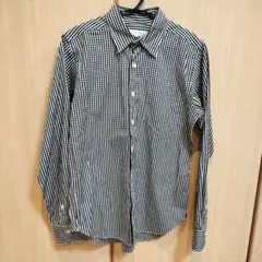 【cloft】日本製 モノトーン ギンガムチェック シャツ 長袖 上品カジュアル