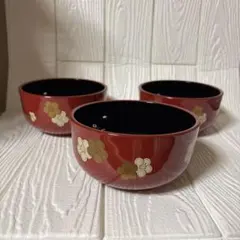 赤い漆器の椀 5個セット