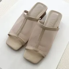 【Vivian】スクエアトゥチュールクリアヒールサンダル Sサイズのサムネイル