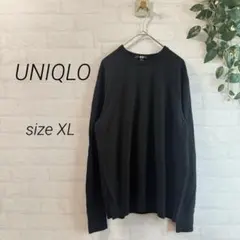 【UNIQLO】レディース クルーネック ウール セーター (XL) 黒