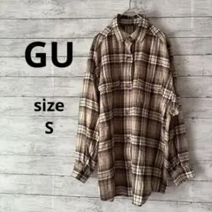 GU チェック柄オーバーサイズ長袖シャツ S