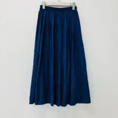 【a0171】ディスコート 美品 ロングプリーツスカート ブルー